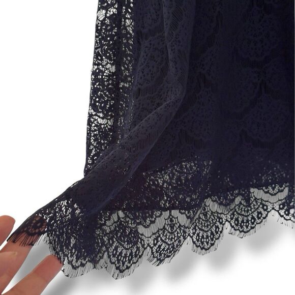Kensie  Navy Blue Scalloped Lace Dress Size 6 Natural Waist - Picture 6 of 10